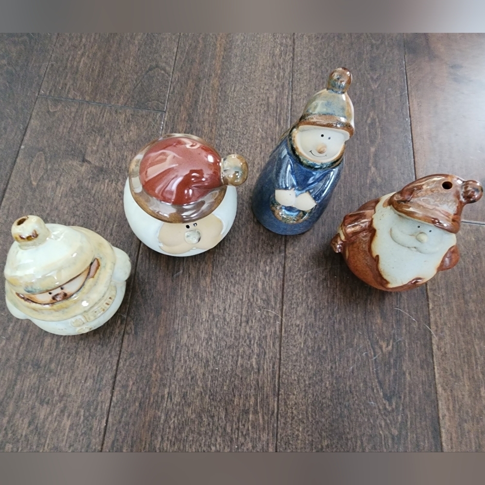 Set of vintage Christmas pottery stoneware decor x4 Pieces - Picture 2 of 4